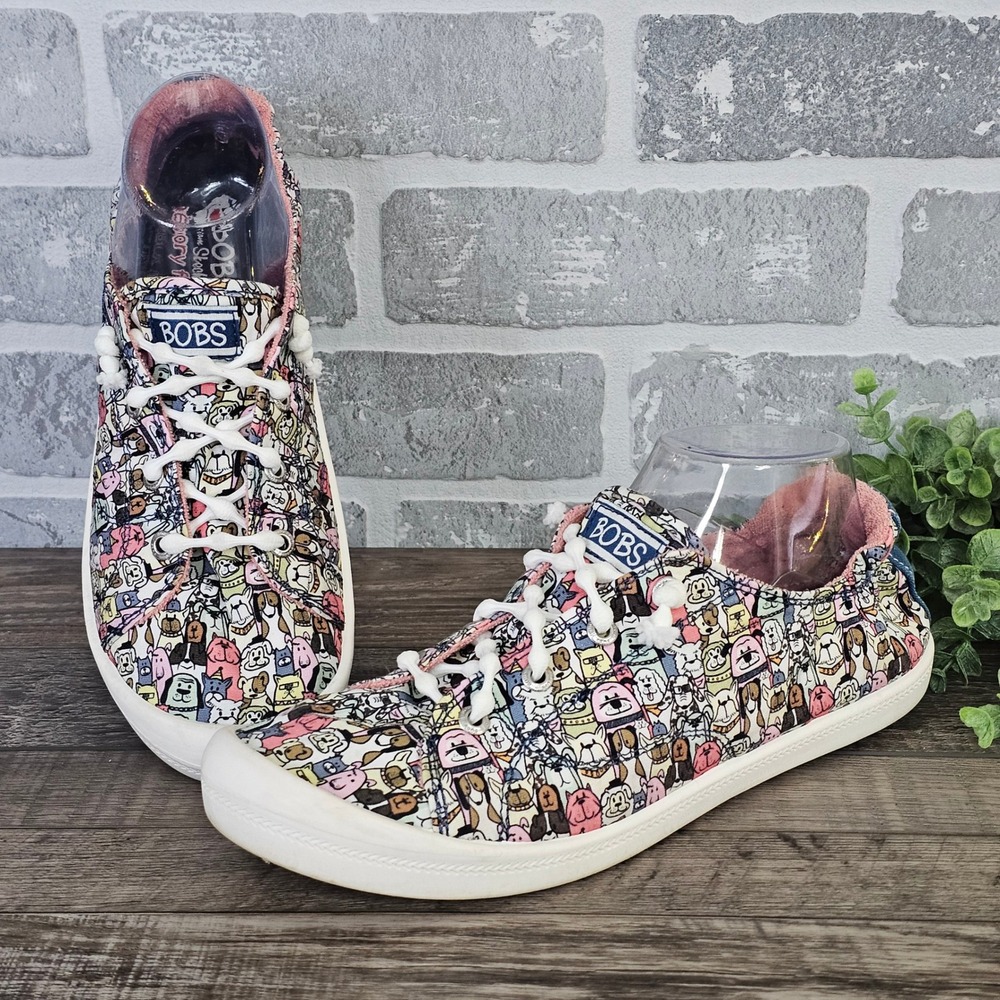 Skechers BOBS Beach Bingo Rovers Rally Women's Dog Print Sneakers Size 9 113036